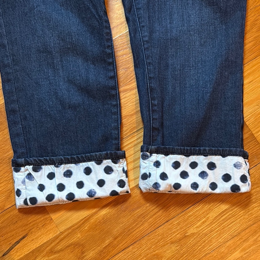 Coldwater Creek Polkadot Capri jeans cropped polka dot cuffs denim stretch 10 M - Picture 3 of 10